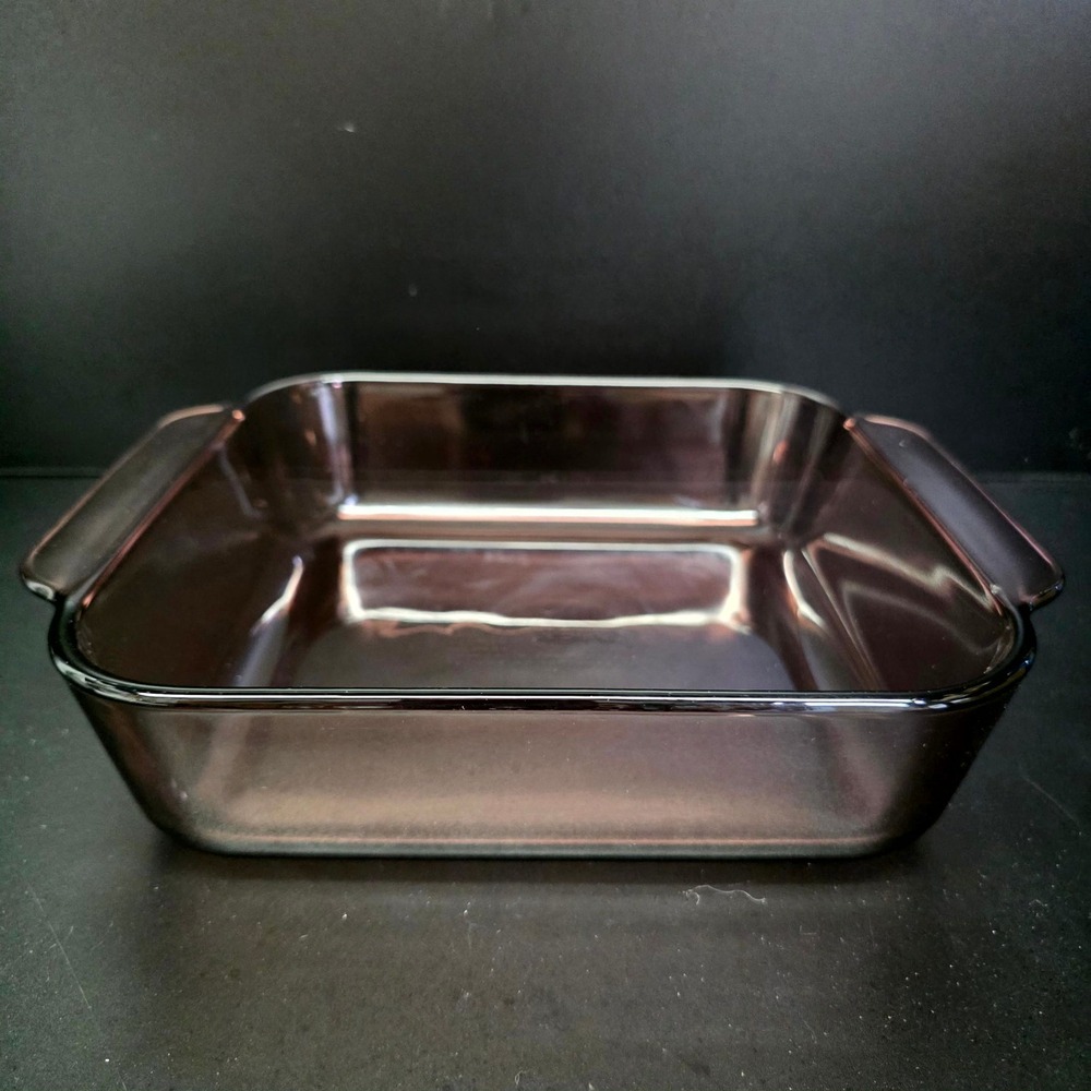 Pyrex Baking Dish 8x8x2 Cranberry Purple Glass Square Pan 222-S Vintage Bakeware